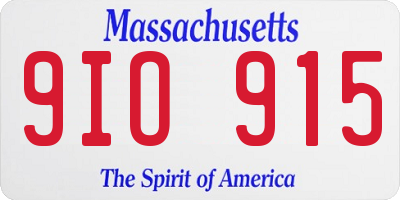 MA license plate 9IO915