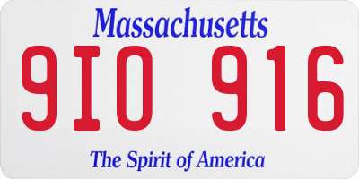 MA license plate 9IO916