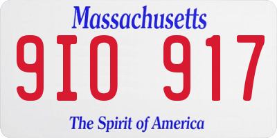 MA license plate 9IO917