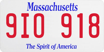 MA license plate 9IO918