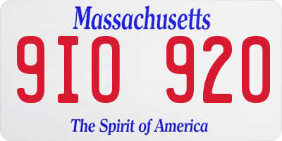 MA license plate 9IO920