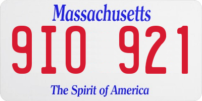 MA license plate 9IO921