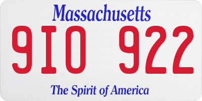 MA license plate 9IO922