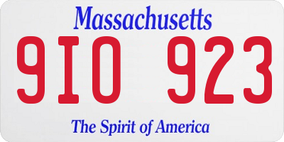 MA license plate 9IO923