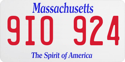 MA license plate 9IO924