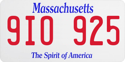 MA license plate 9IO925