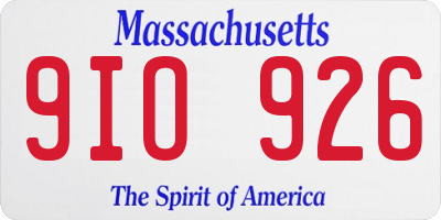 MA license plate 9IO926