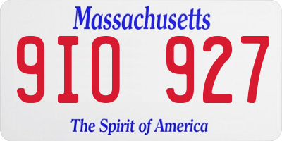 MA license plate 9IO927