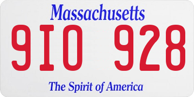 MA license plate 9IO928