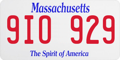MA license plate 9IO929