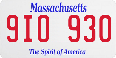 MA license plate 9IO930