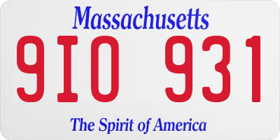 MA license plate 9IO931