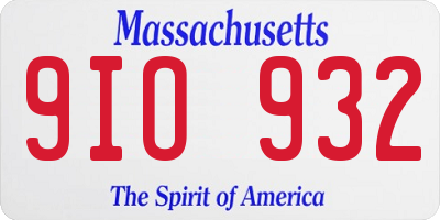 MA license plate 9IO932