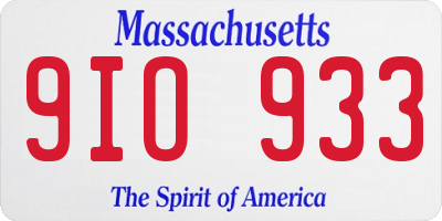 MA license plate 9IO933