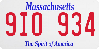 MA license plate 9IO934