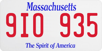 MA license plate 9IO935
