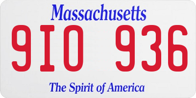 MA license plate 9IO936