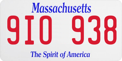 MA license plate 9IO938