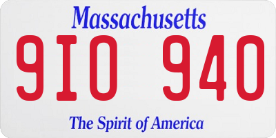 MA license plate 9IO940