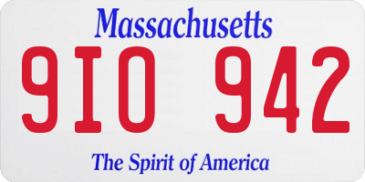 MA license plate 9IO942