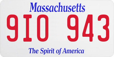 MA license plate 9IO943