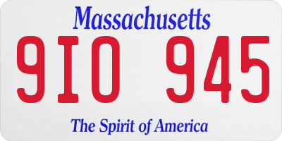 MA license plate 9IO945