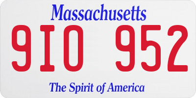 MA license plate 9IO952