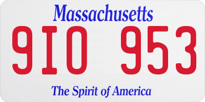MA license plate 9IO953