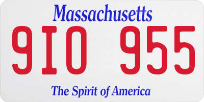 MA license plate 9IO955