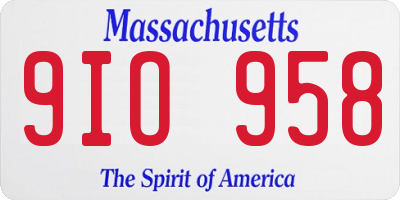 MA license plate 9IO958
