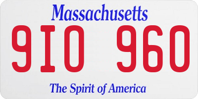 MA license plate 9IO960