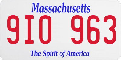 MA license plate 9IO963
