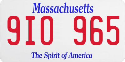 MA license plate 9IO965