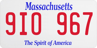 MA license plate 9IO967