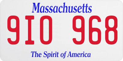 MA license plate 9IO968