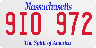 MA license plate 9IO972