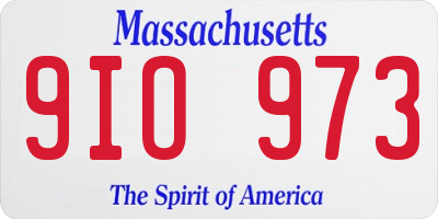 MA license plate 9IO973