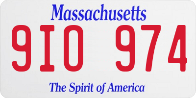MA license plate 9IO974