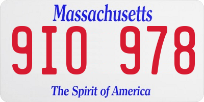 MA license plate 9IO978