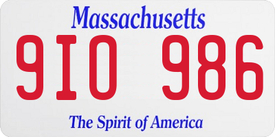 MA license plate 9IO986