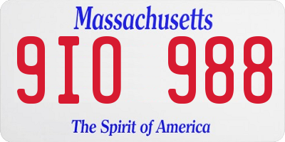 MA license plate 9IO988