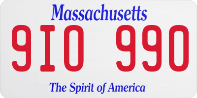 MA license plate 9IO990