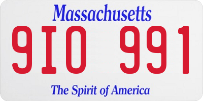 MA license plate 9IO991