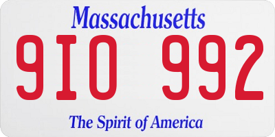 MA license plate 9IO992