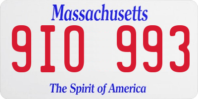 MA license plate 9IO993