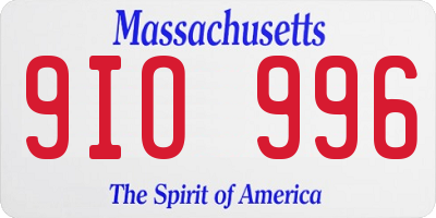 MA license plate 9IO996