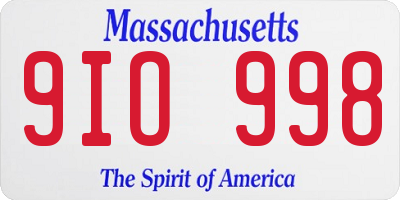 MA license plate 9IO998