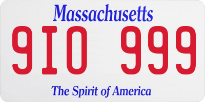 MA license plate 9IO999