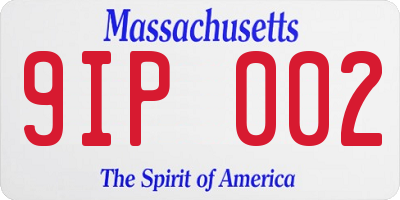 MA license plate 9IP002