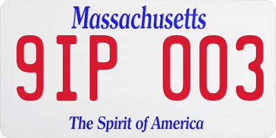 MA license plate 9IP003